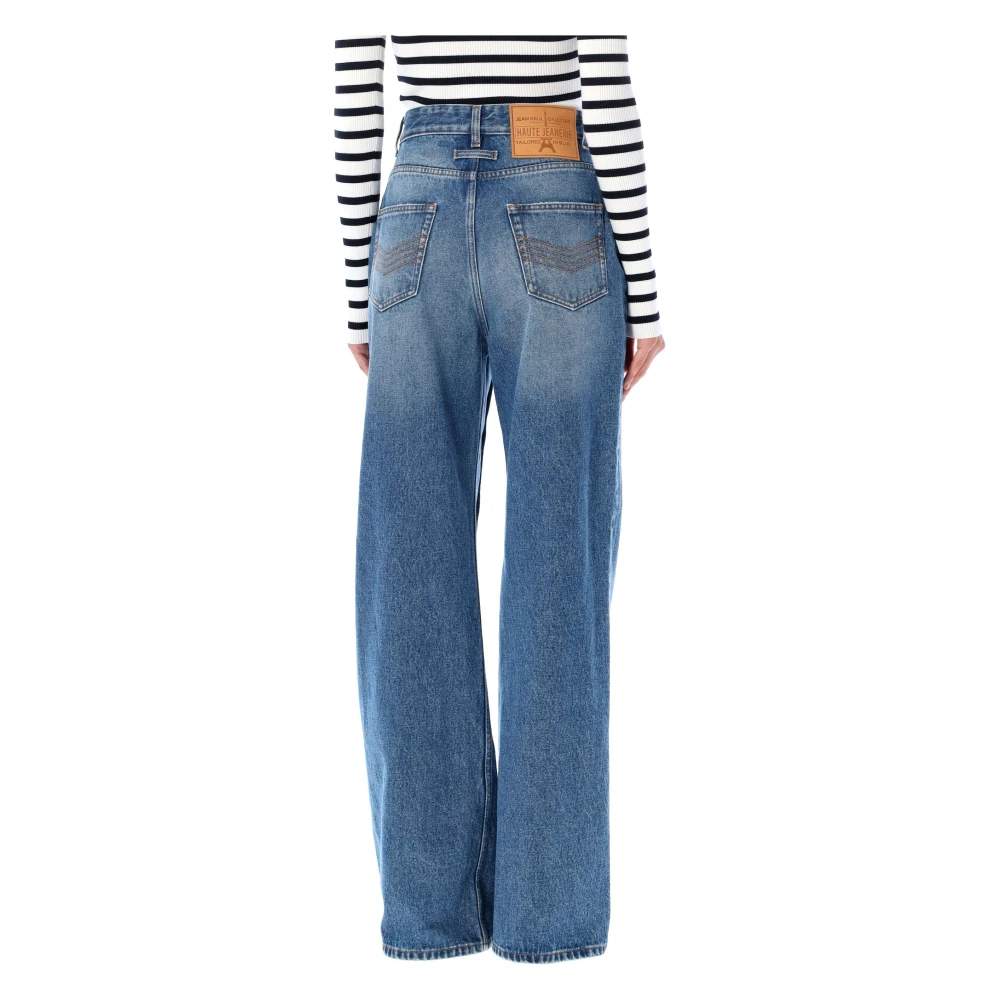 Jean Paul Gaultier Vintage Blue Wide-Leg Denim Jeans Blue Dames