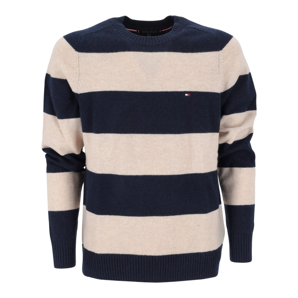 Tommy Hilfiger Men's Multicolor Round-Neck Knitwear, M, Lambswool Crewneck Jumper