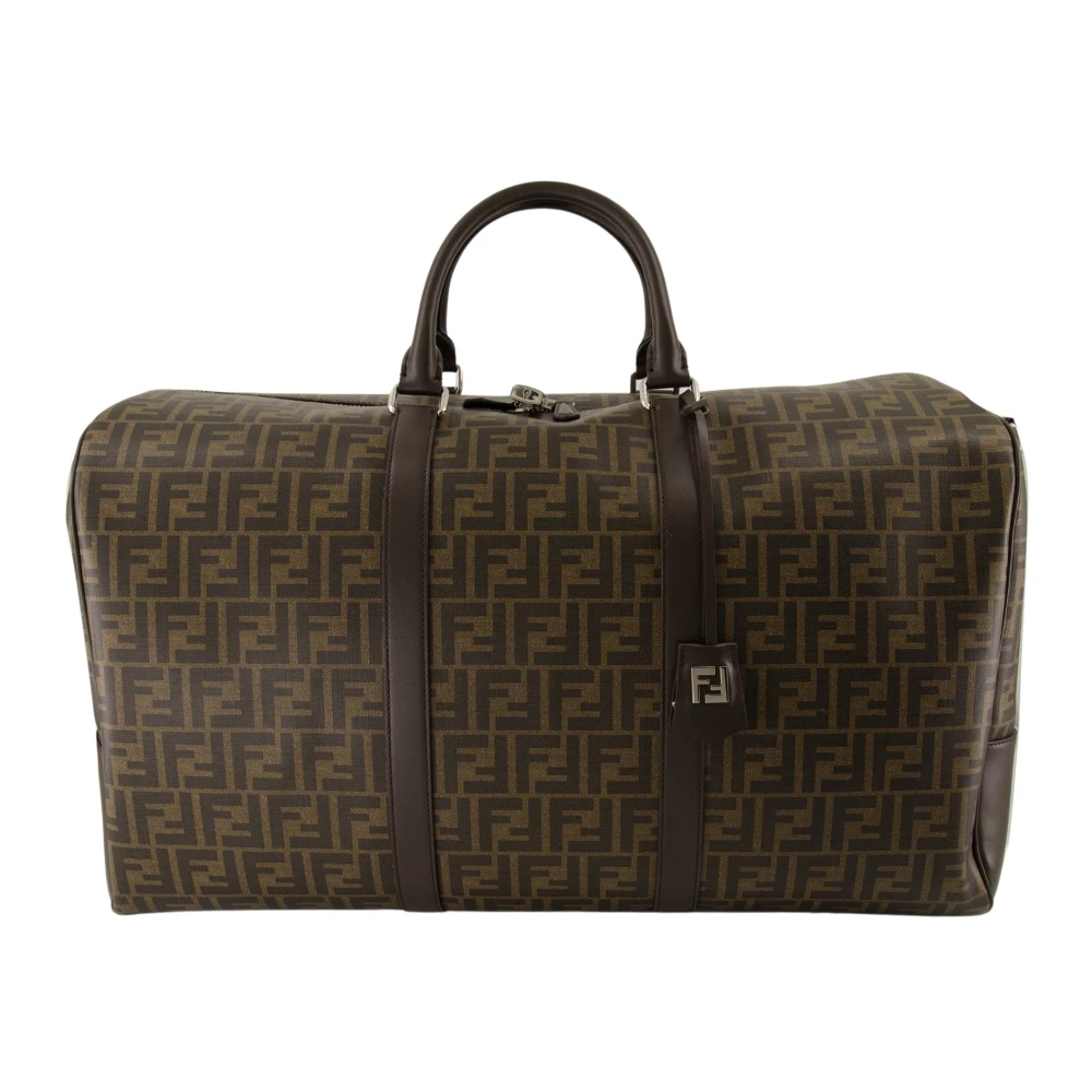 Fendi Geborduurde reistas met leer Brown Heren