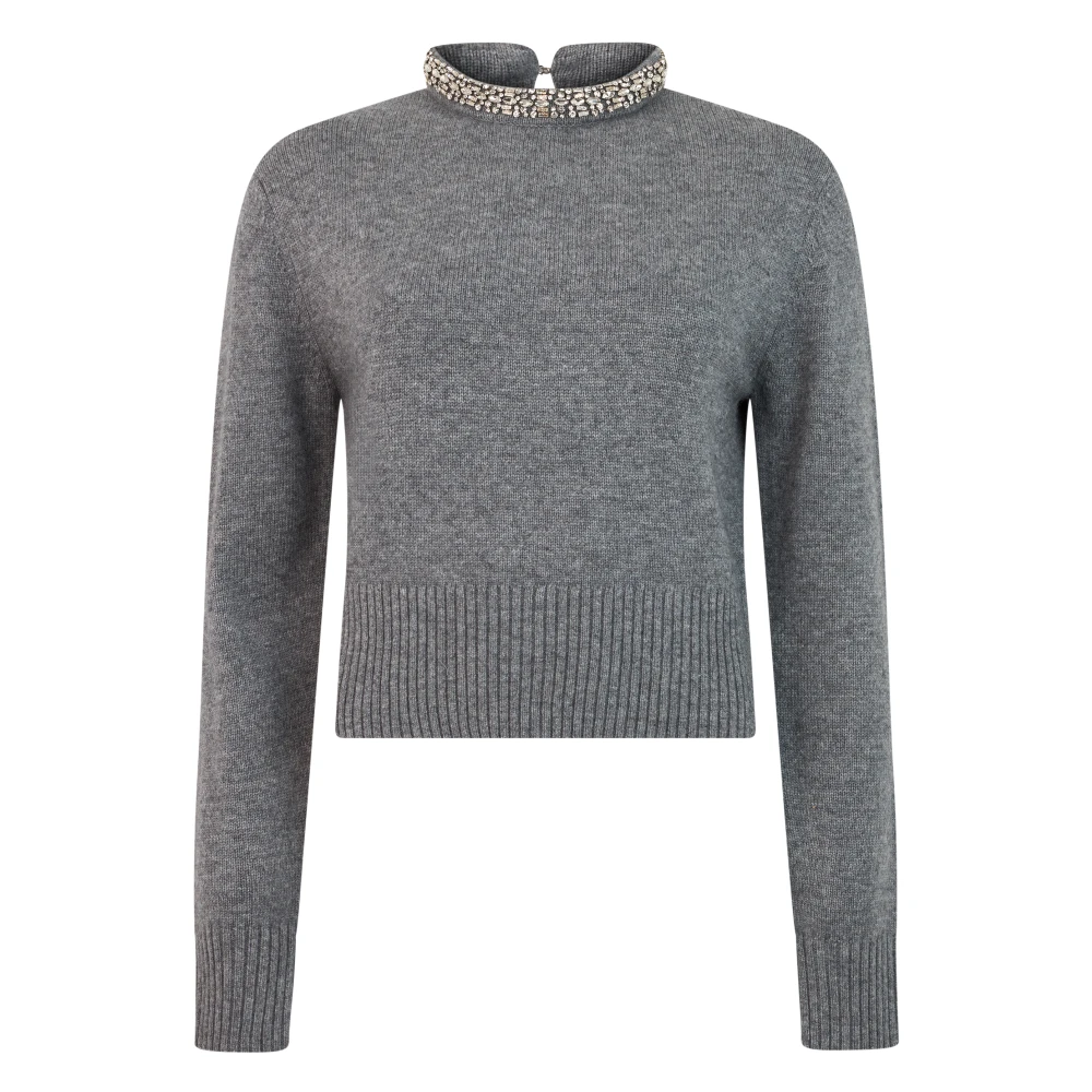 Pinko Pull Avec Col Bijou Femme Pulls Gris 42 Fr