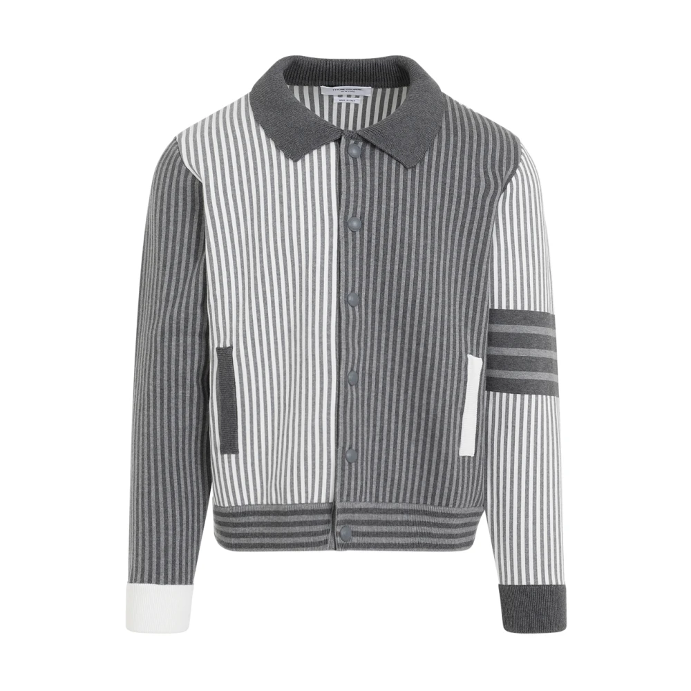 Thom Browne Polo Krage Bomberjacka Tonal Grå Multicolor, Herr