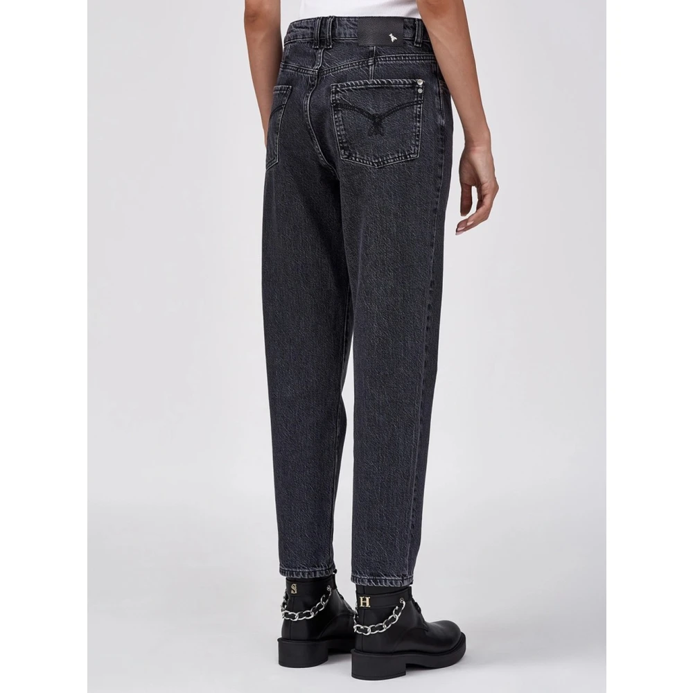 PATRIZIA PEPE Slim Zwart Jeans met Stone Wash Gray Dames