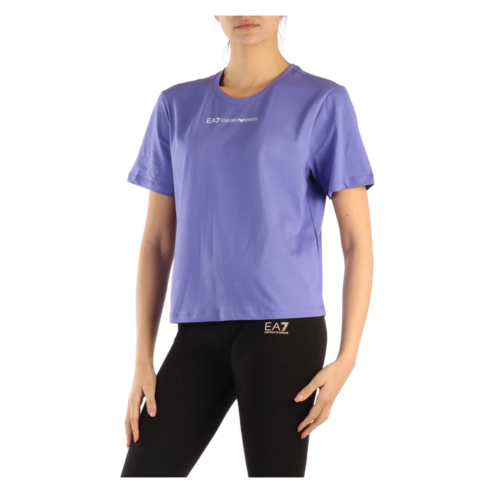 Emporio Armani EA7 Katoenen Logo T-shirt Purple Dames