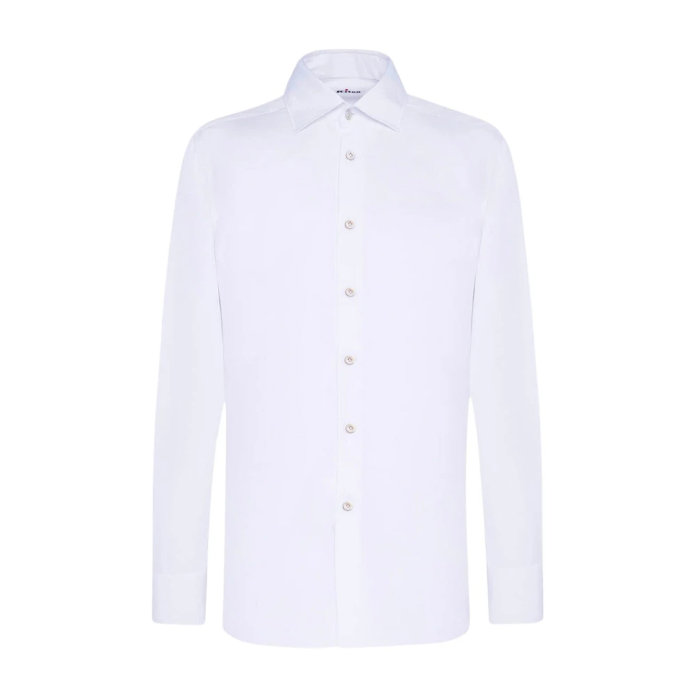 Kiton Handgemaakt Wit Katoenen Overhemd White Heren