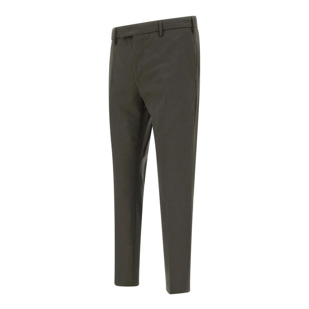 PT Torino Groene wollen broek Slim Fit Green Heren