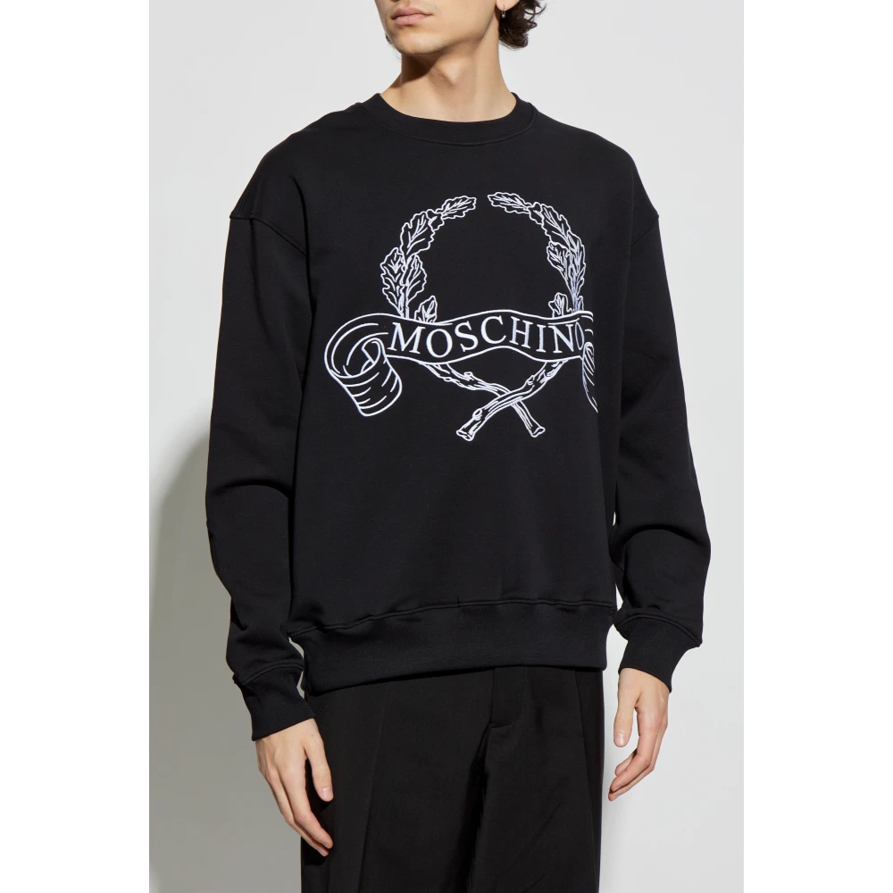 Moschino Sweatshirt met geborduurd logo Black Heren