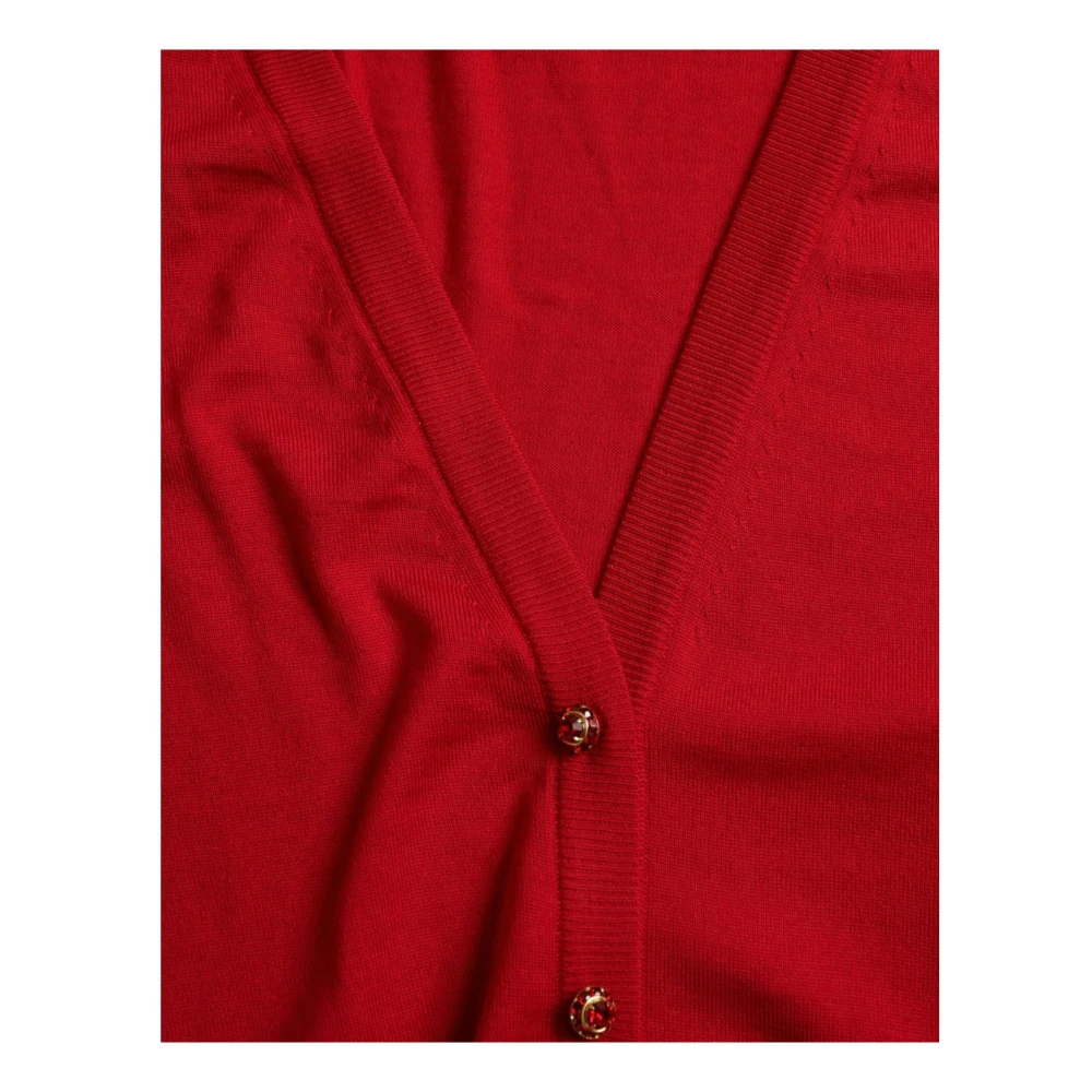 Dolce & Gabbana Rode V-Hals Wollen Vest Red Dames