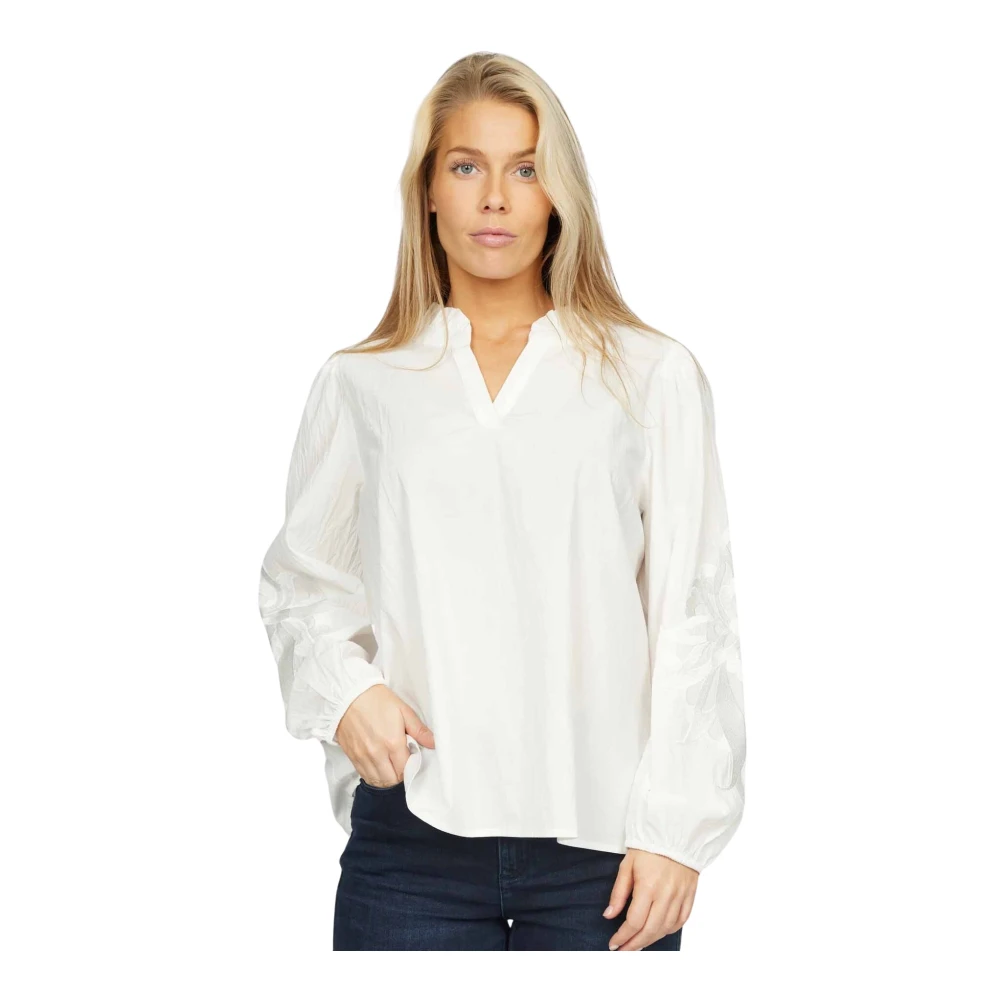 2-Biz Blouse met Lange Mouwen White Dames