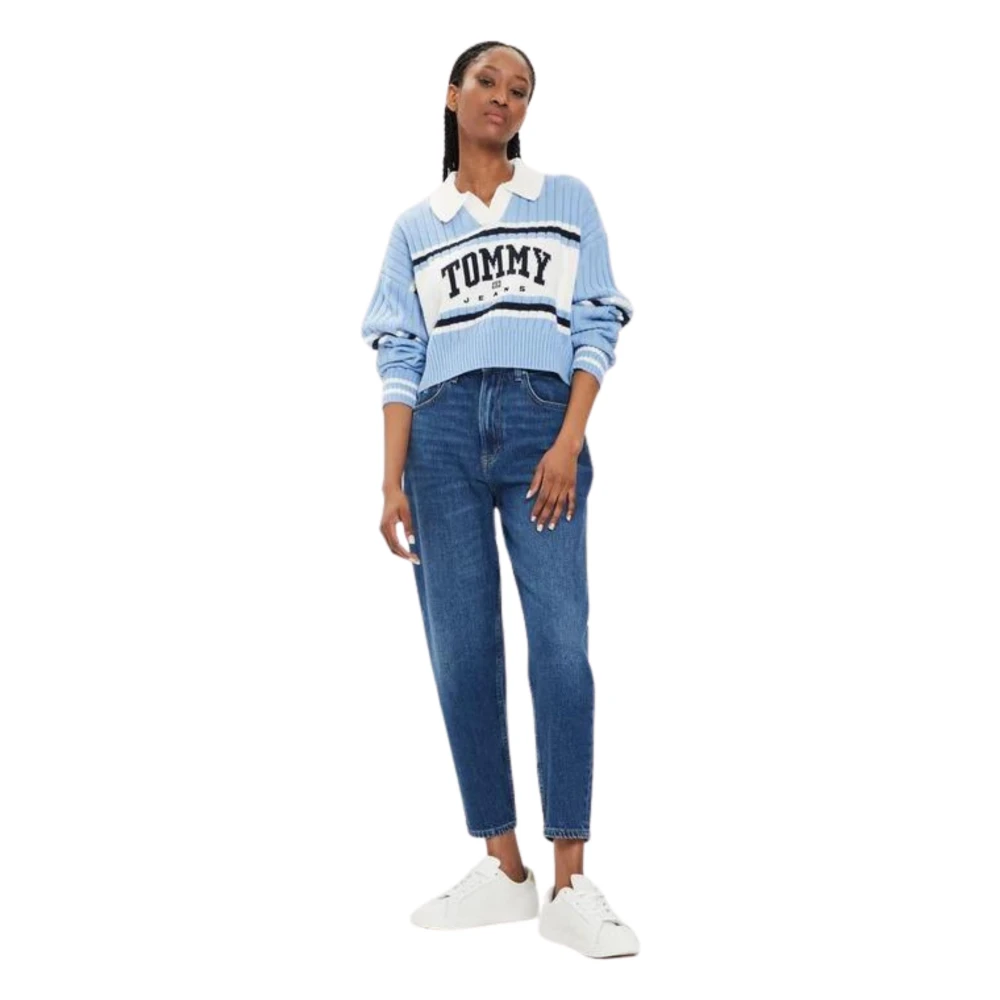 Tommy Hilfiger Denim Jeans Tapered Leg Rits Sluiting Blue Dames