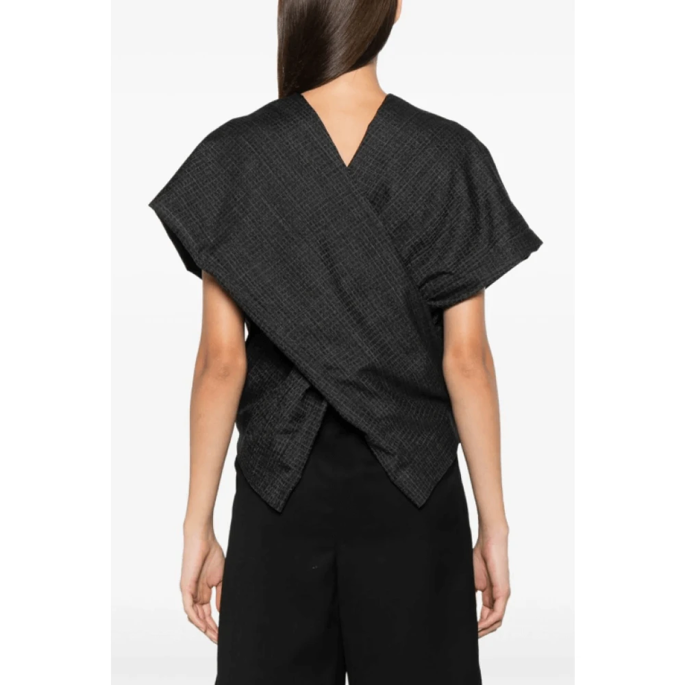 Balenciaga Zwart Wol Ruitpatroon Maatwerk Broek Black Dames