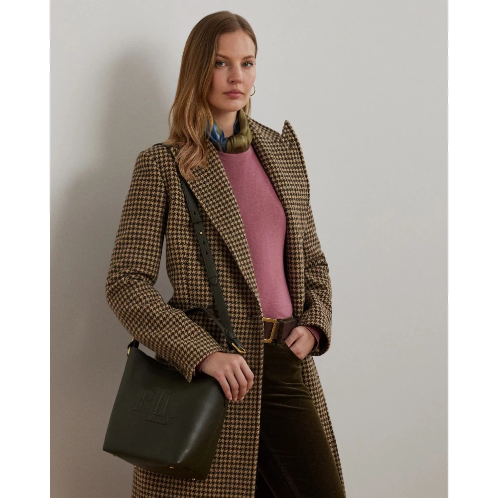 Ralph Lauren Middelgrote Witley leren bucket tas Green Dames