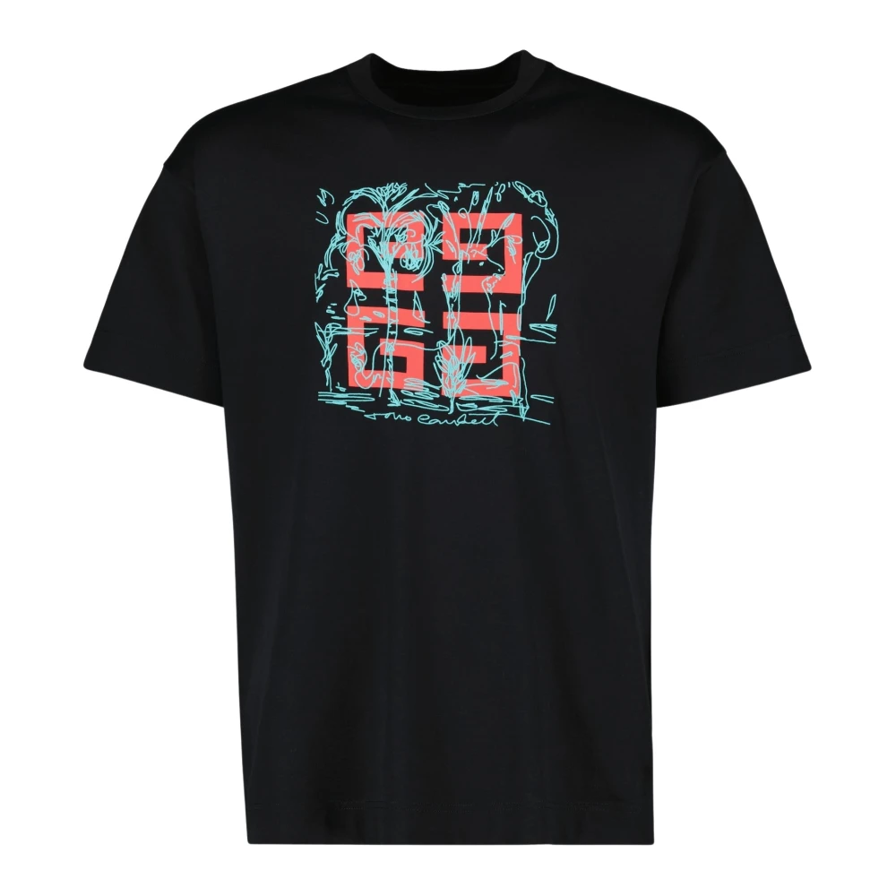 Givenchy 4G Bedrukt T-shirt Biologisch Katoen Lente-Zomer 2025 Collectie Black Heren