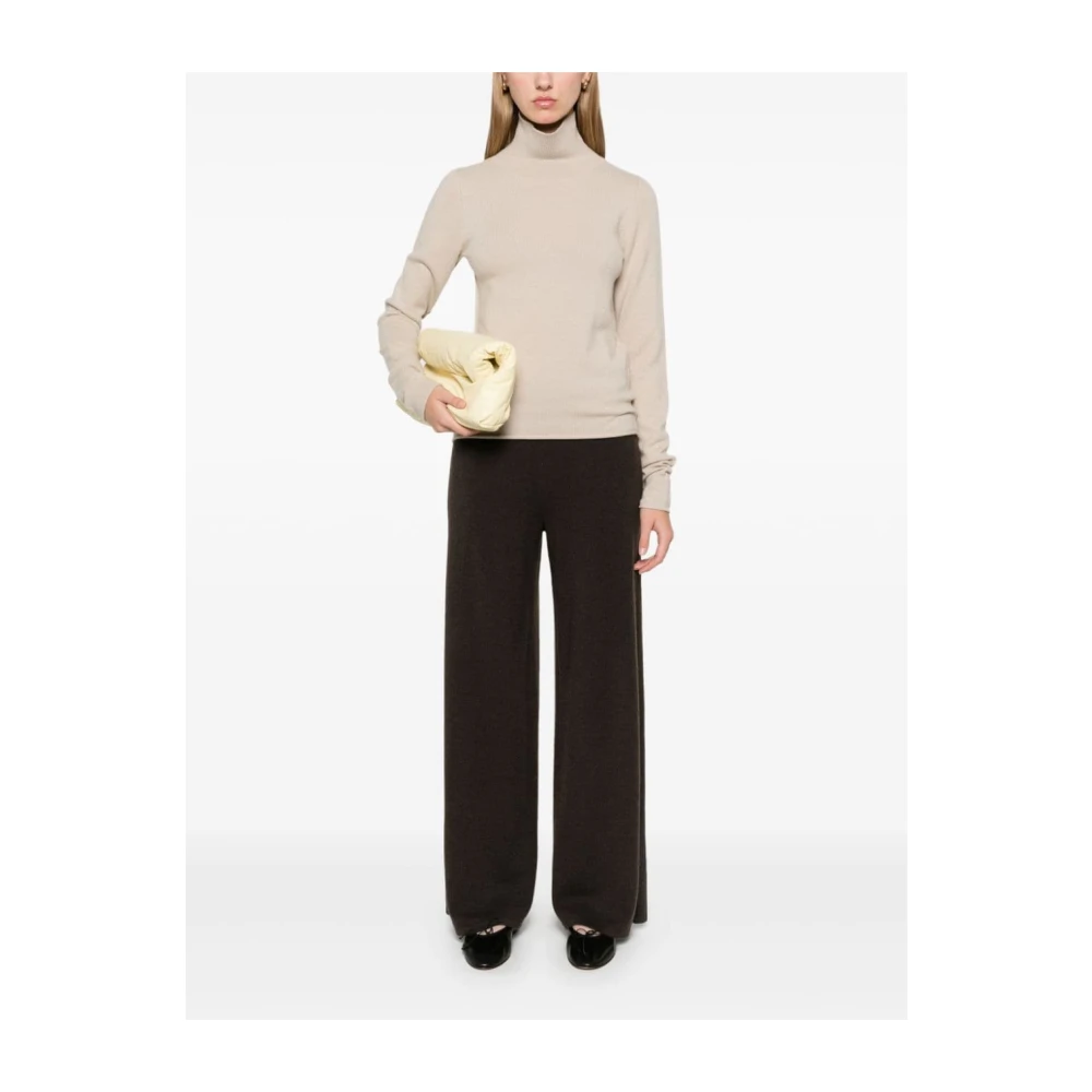 Extreme Cashmere Beige Geribbelde Trui met Hoge Hals Beige Dames