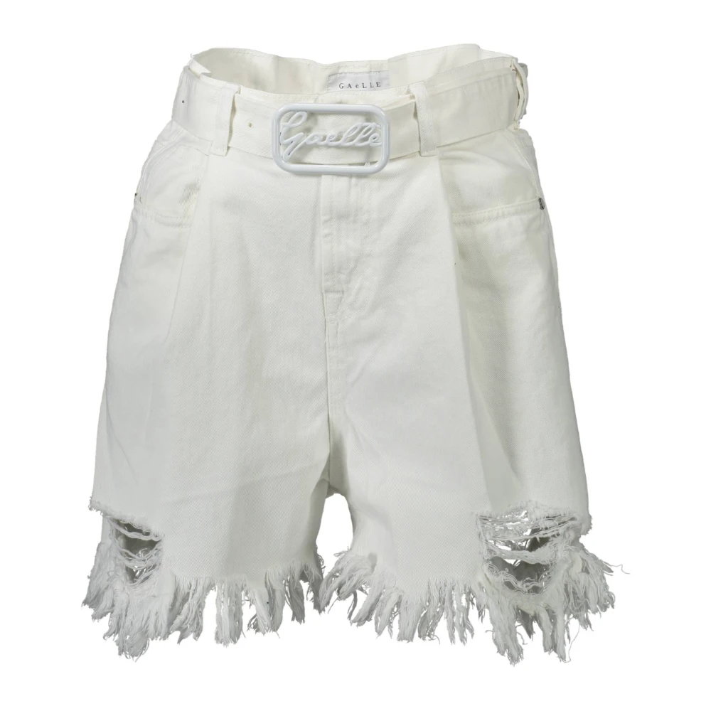 Gaëlle Paris Women's White Denim Shorts, W27, Clothing