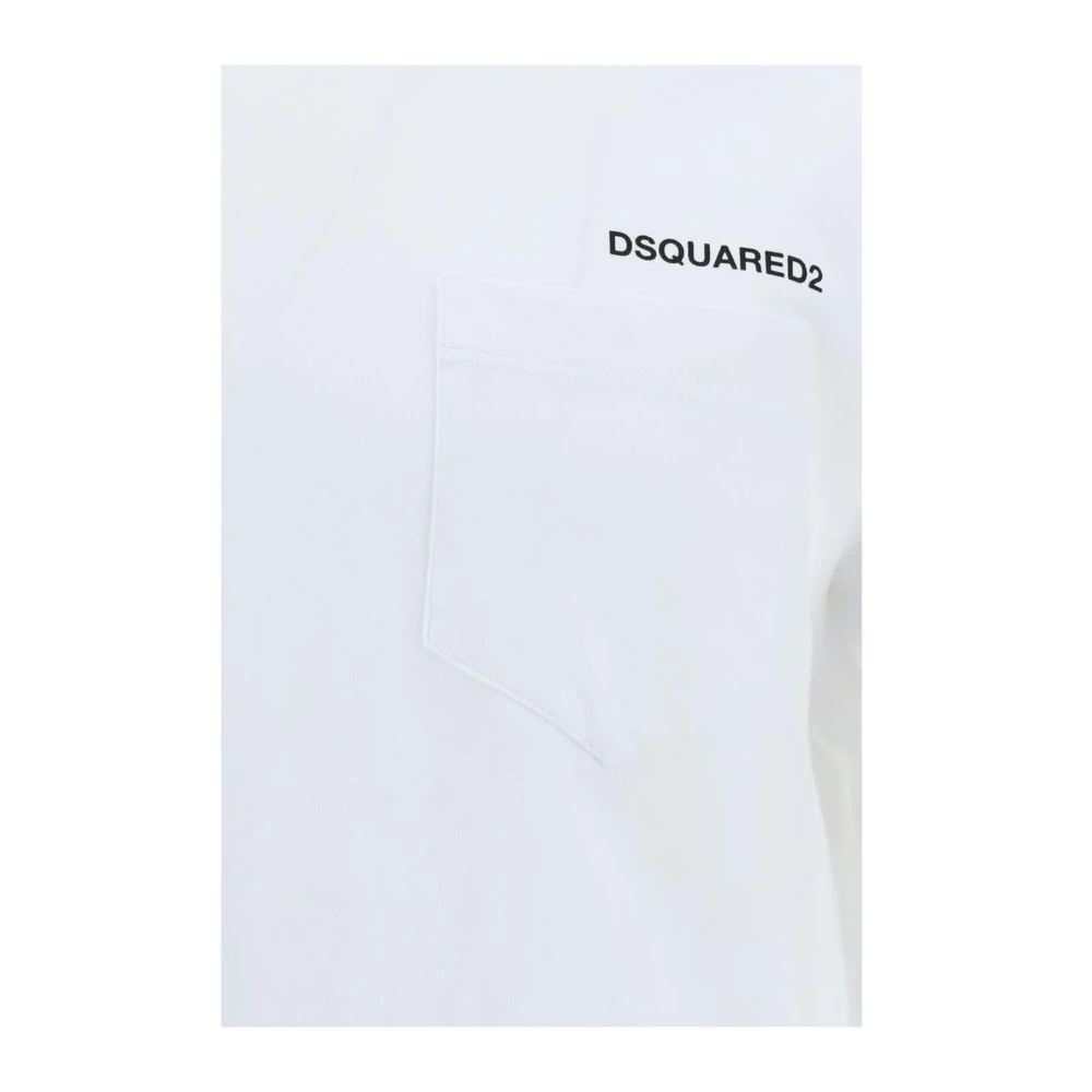 Dsquared2 Monochrome Katoenen T-shirt met Geribbelde Hals White Heren