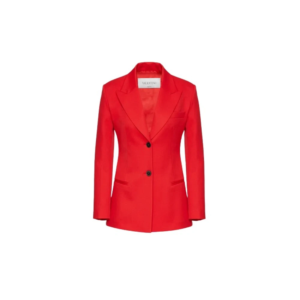 Valentino Stretchwol Knoopblazer Red Dames