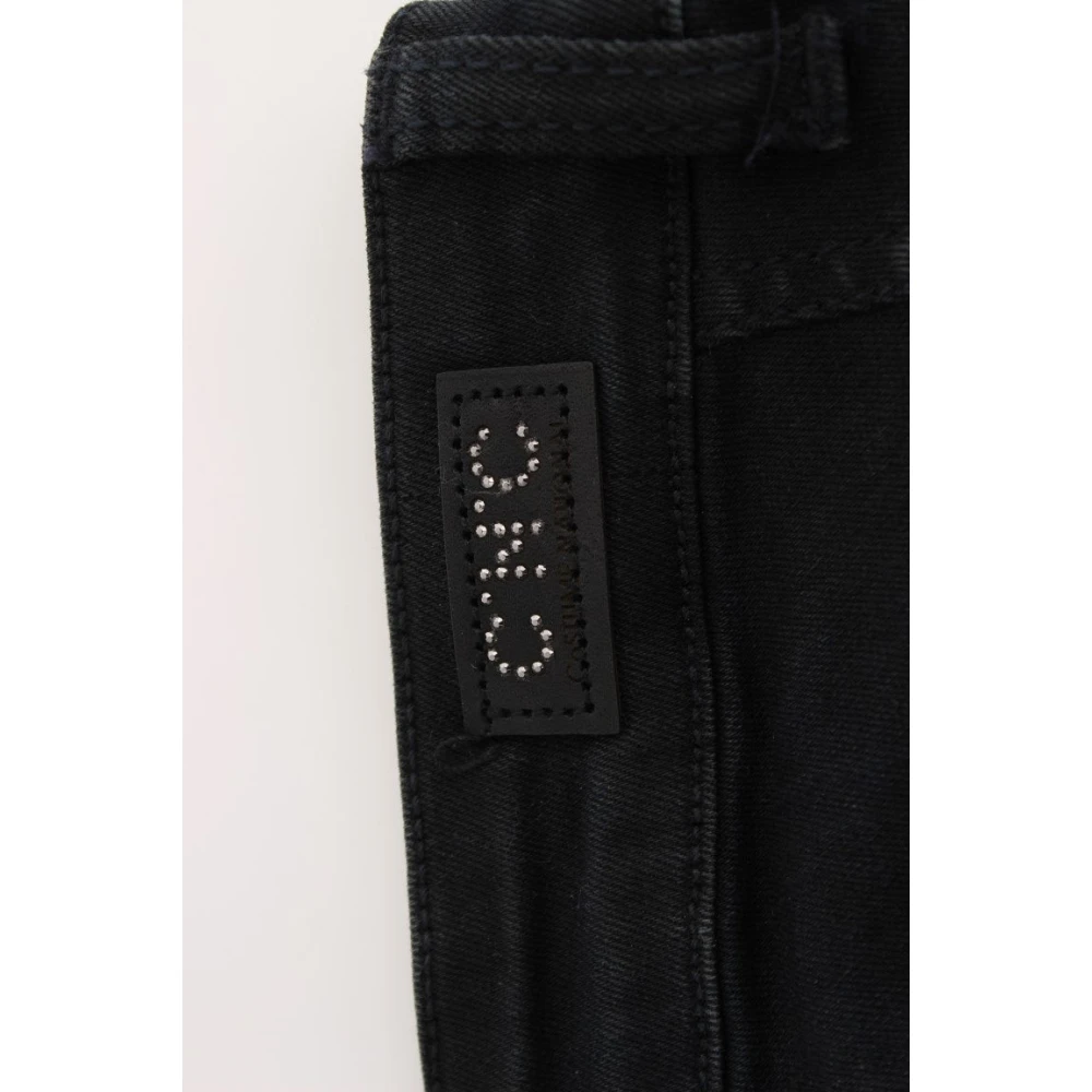 Costume National Slim Fit Designer Jeans in Zwart Black Dames