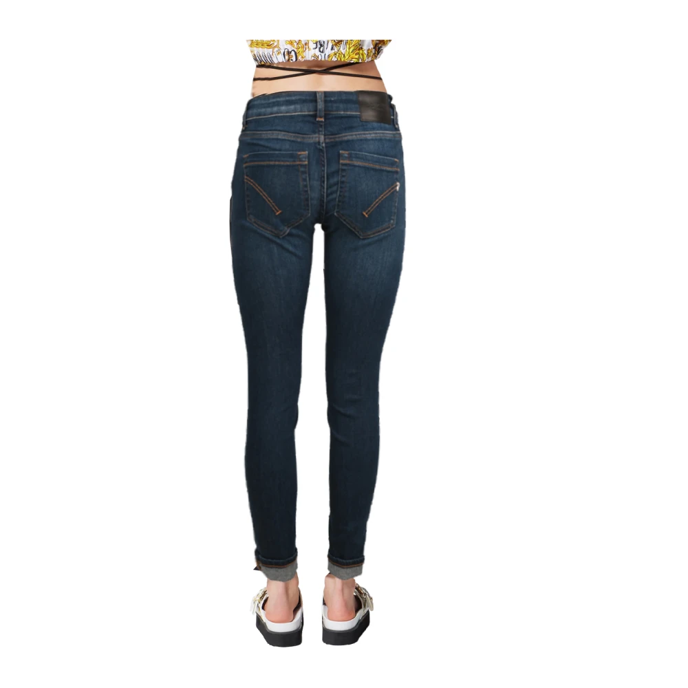 Dondup Skinny Fit Katoenen Jeans Enkel Lengte Blue Dames