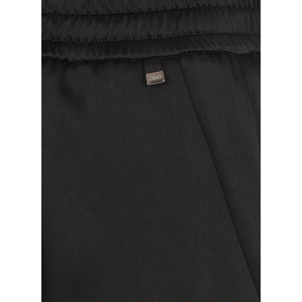 Herno Zwarte Elastische Taille Trekkoordbroek Black Dames