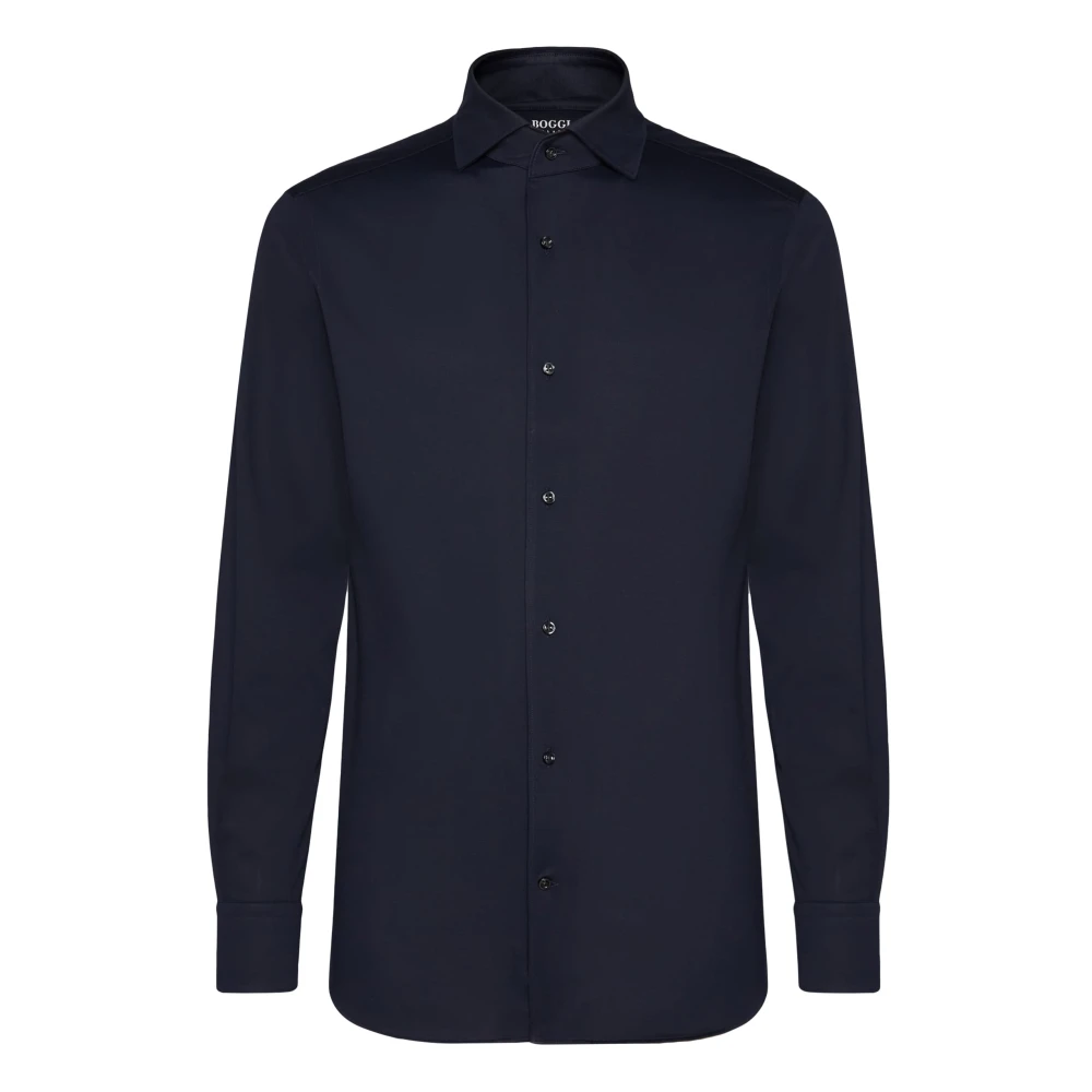 Boggi Milano Mannelijk Blauw Overhemden Heren, 3XL, Katoen, Regular Fit Japanese Jersey Polo Shirt