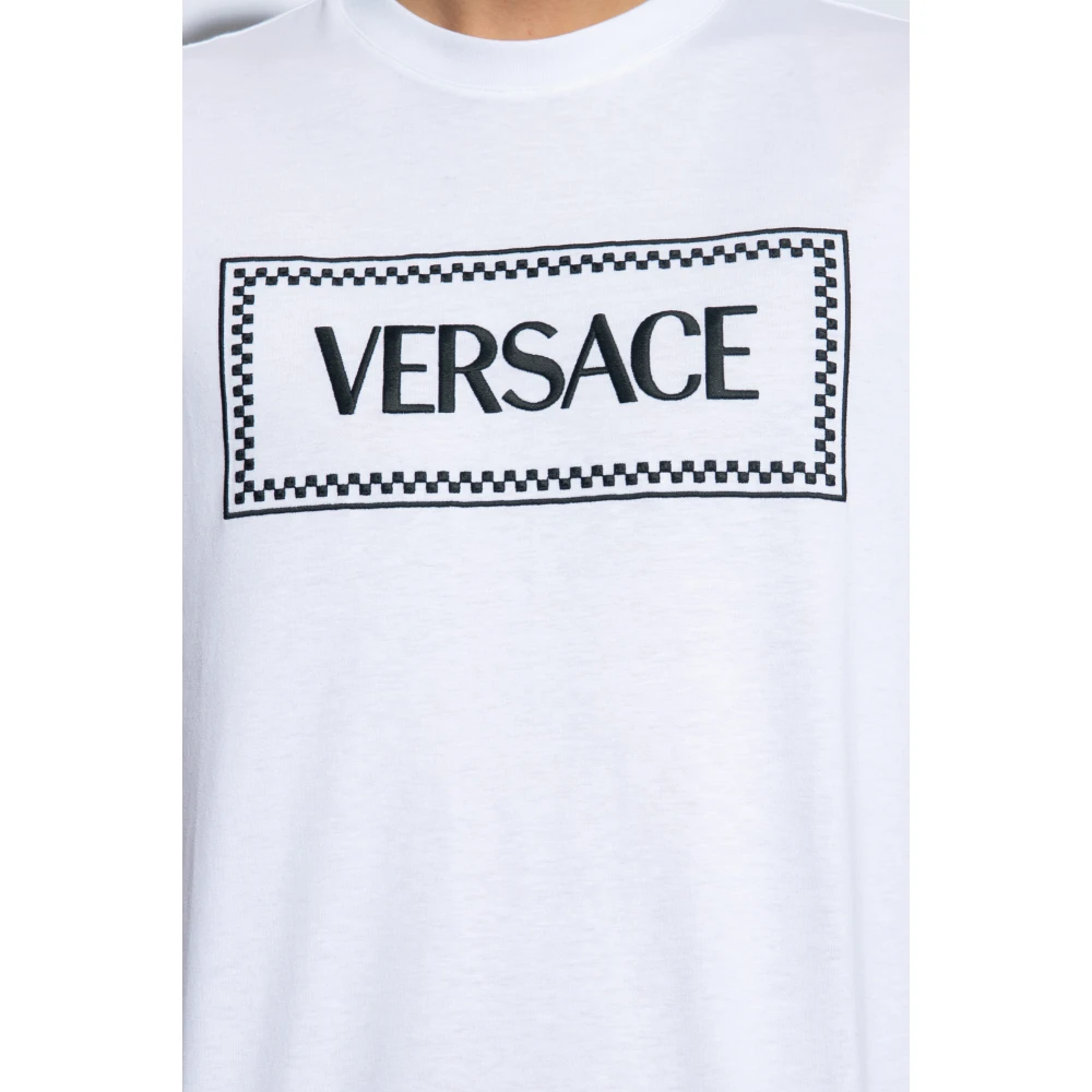 Versace Bedrukt T-shirt White Heren