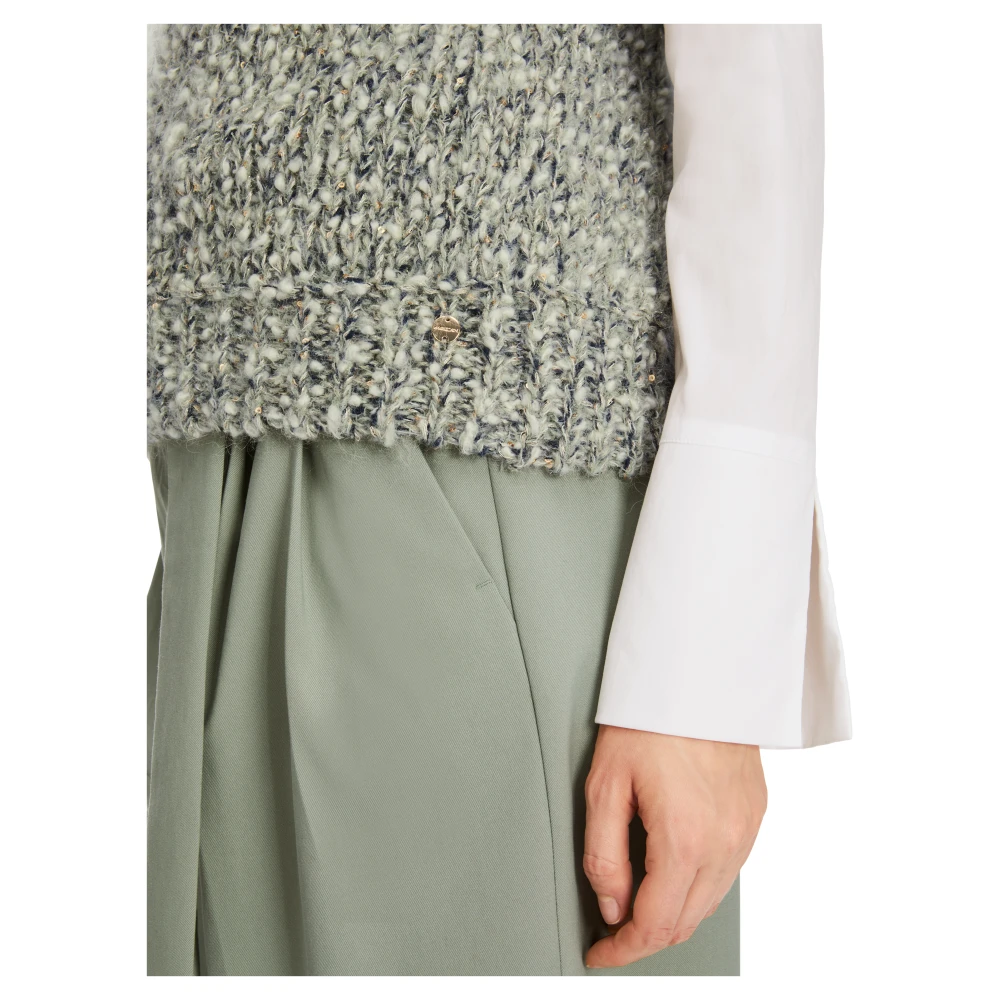 Marc Cain Mouwloze Bouclé Gebreide Trui White Dames