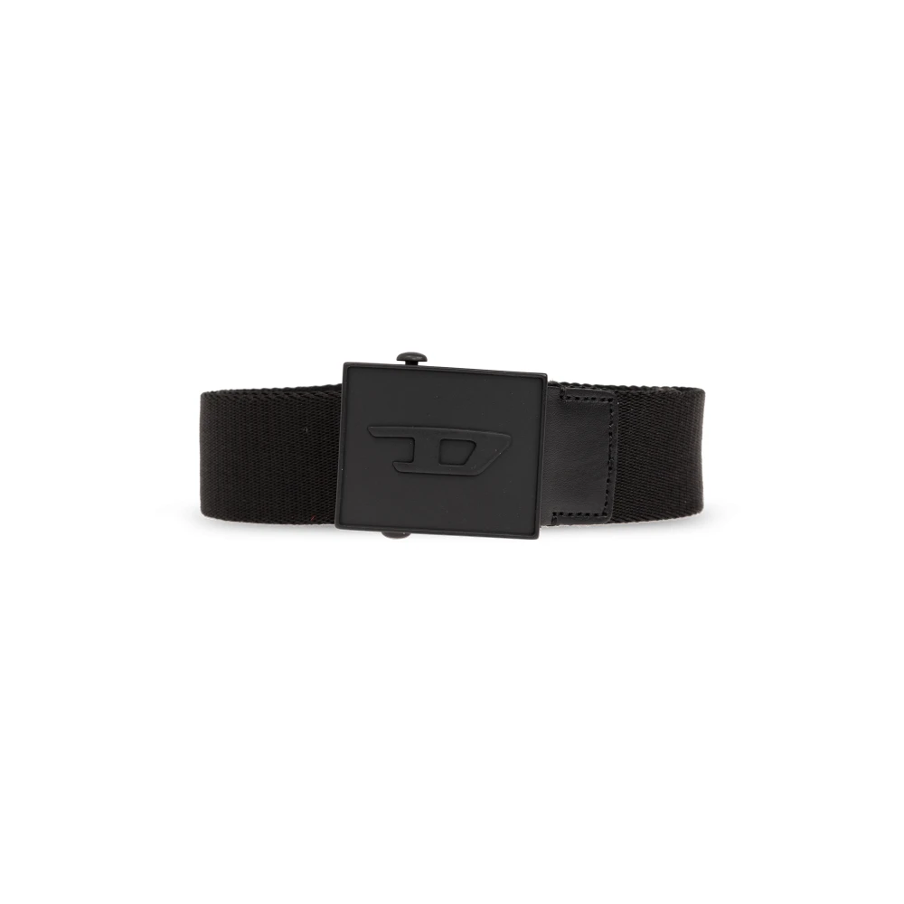 Diesel Tape belt with logo buckle Black Heren