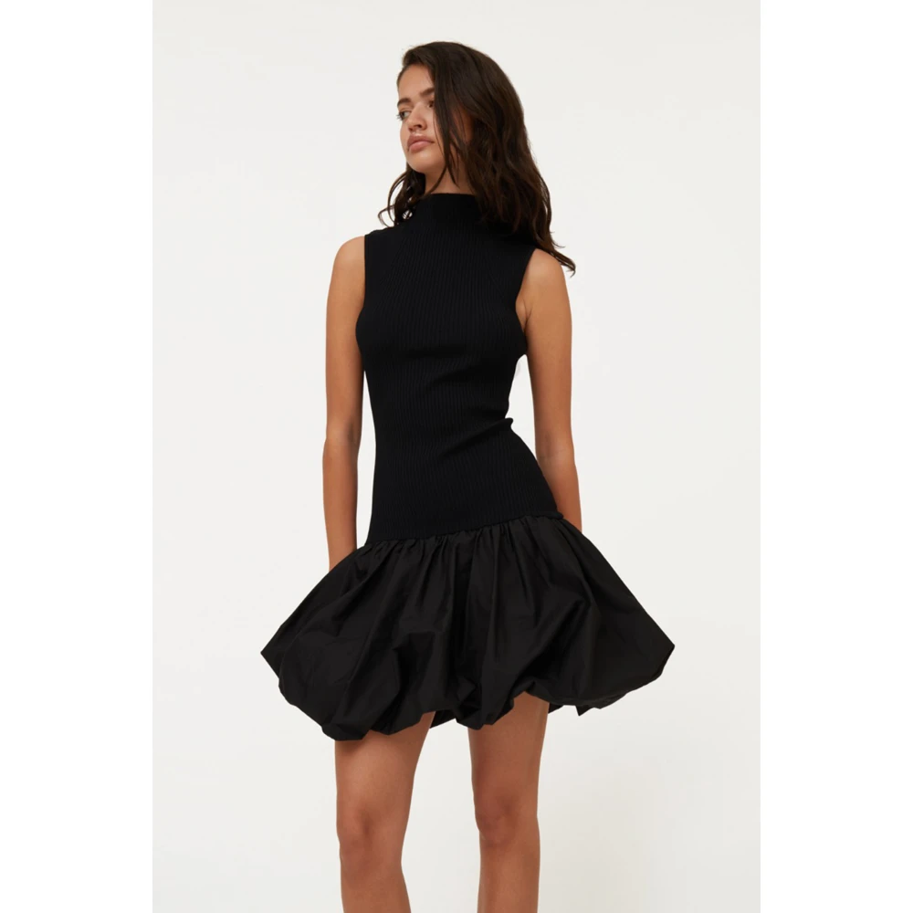 Rotate Birger Christensen Gebreide Jurk met Racerrug Black Dames