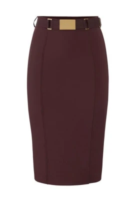 Midi-kjol i tekniskt bi-elastiskt tyg