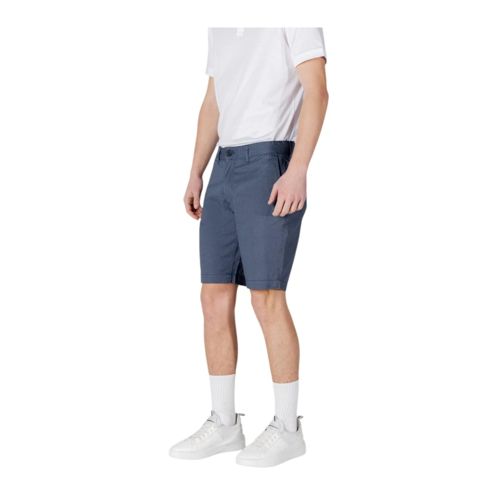 Armani Exchange Blauwe Katoenen Shorts met Zakken Blue Heren