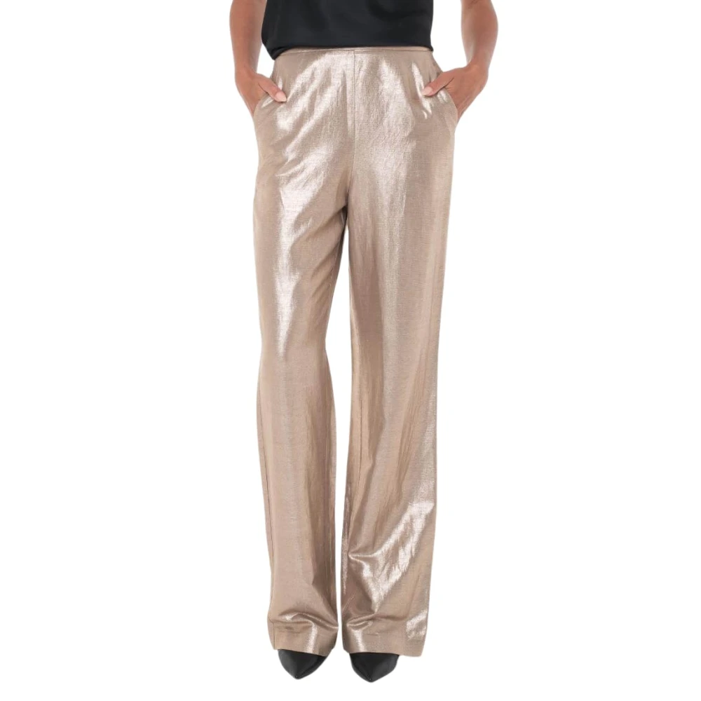 Guess Bronze Palazzo Broek met Hoge Taille Beige Dames