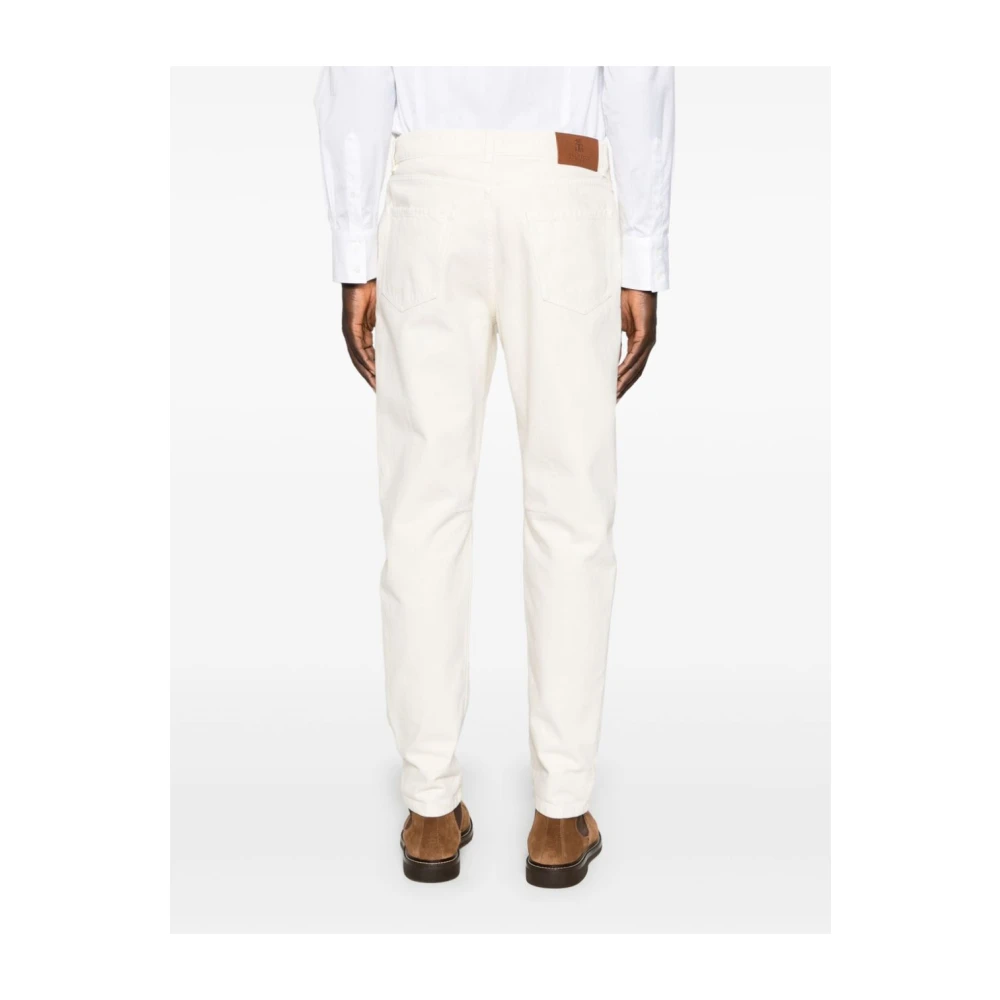 BRUNELLO CUCINELLI Witte Denim Broek met Gescheurde Details White Heren