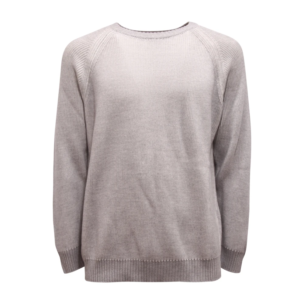 Eleventy Men's Gray Round-Neck Knitwear, L, Maglione Wool Jumper