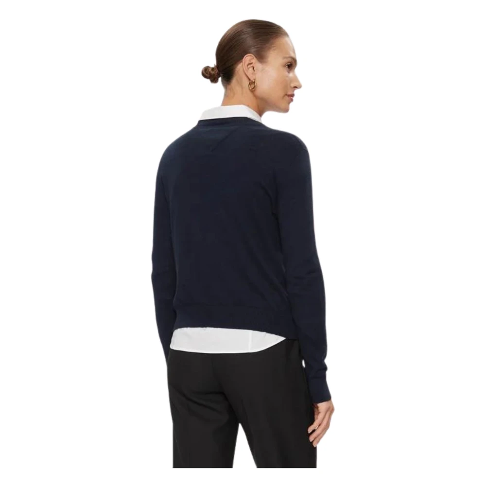 Tommy Hilfiger Blauwe Trui Ronde Hals Lange Mouw Blue Dames