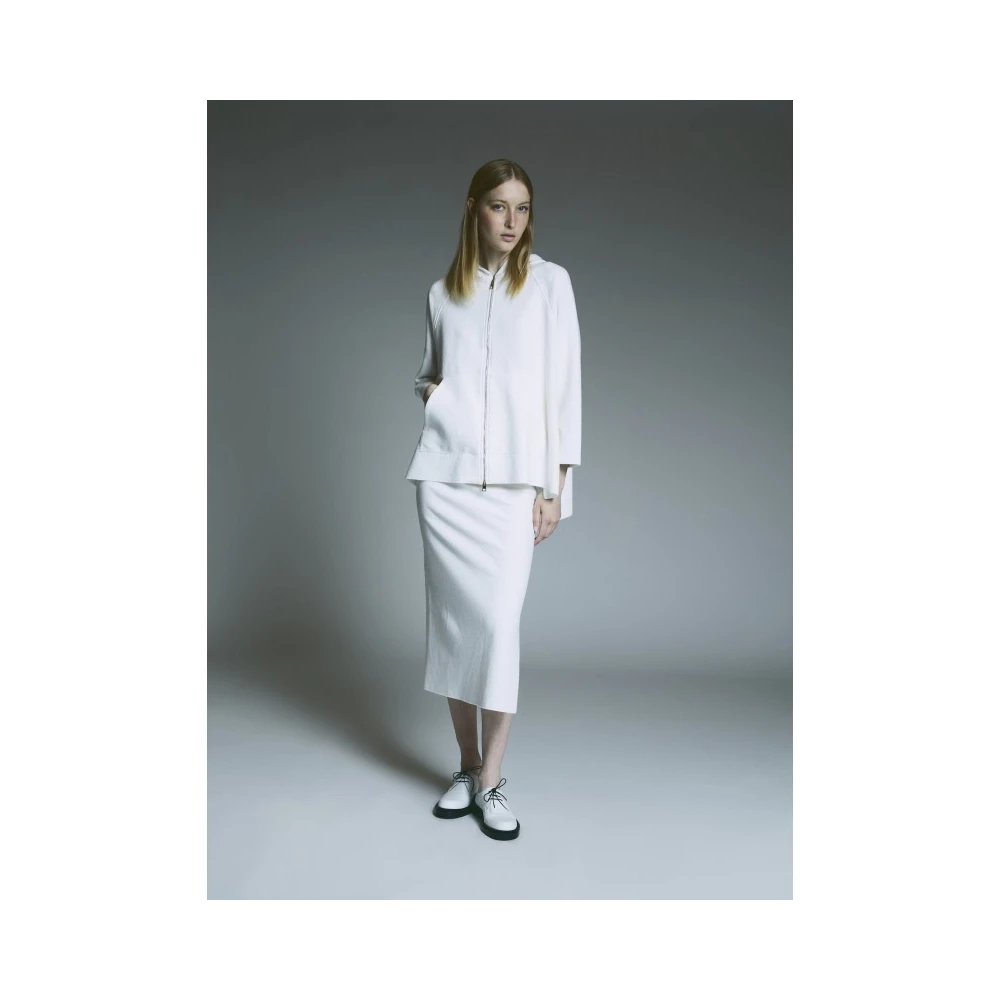 Lorena Antoniazzi Gebreid Hoodie Jack met Ritssluiting White Dames