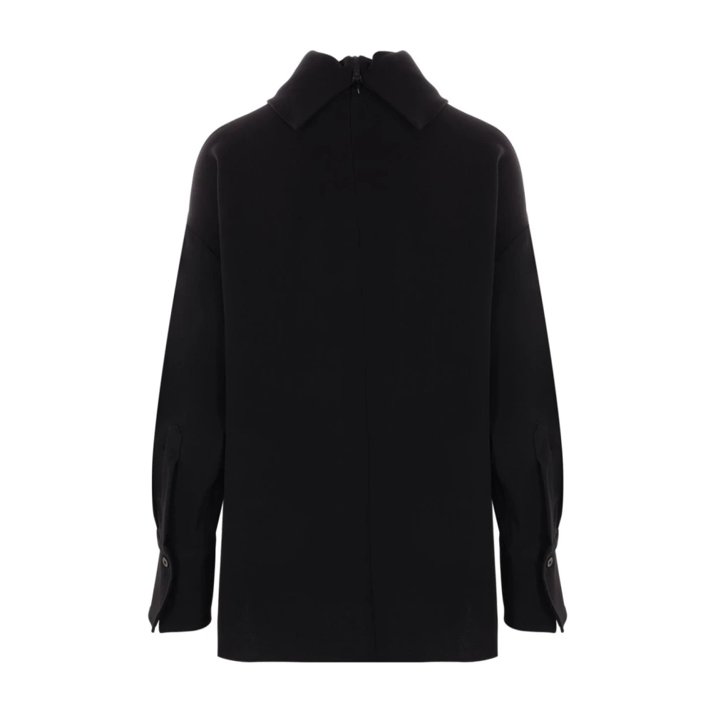 Alberto Biani Zwarte Cowl Neck Top met geknoopte manchetten Black Dames