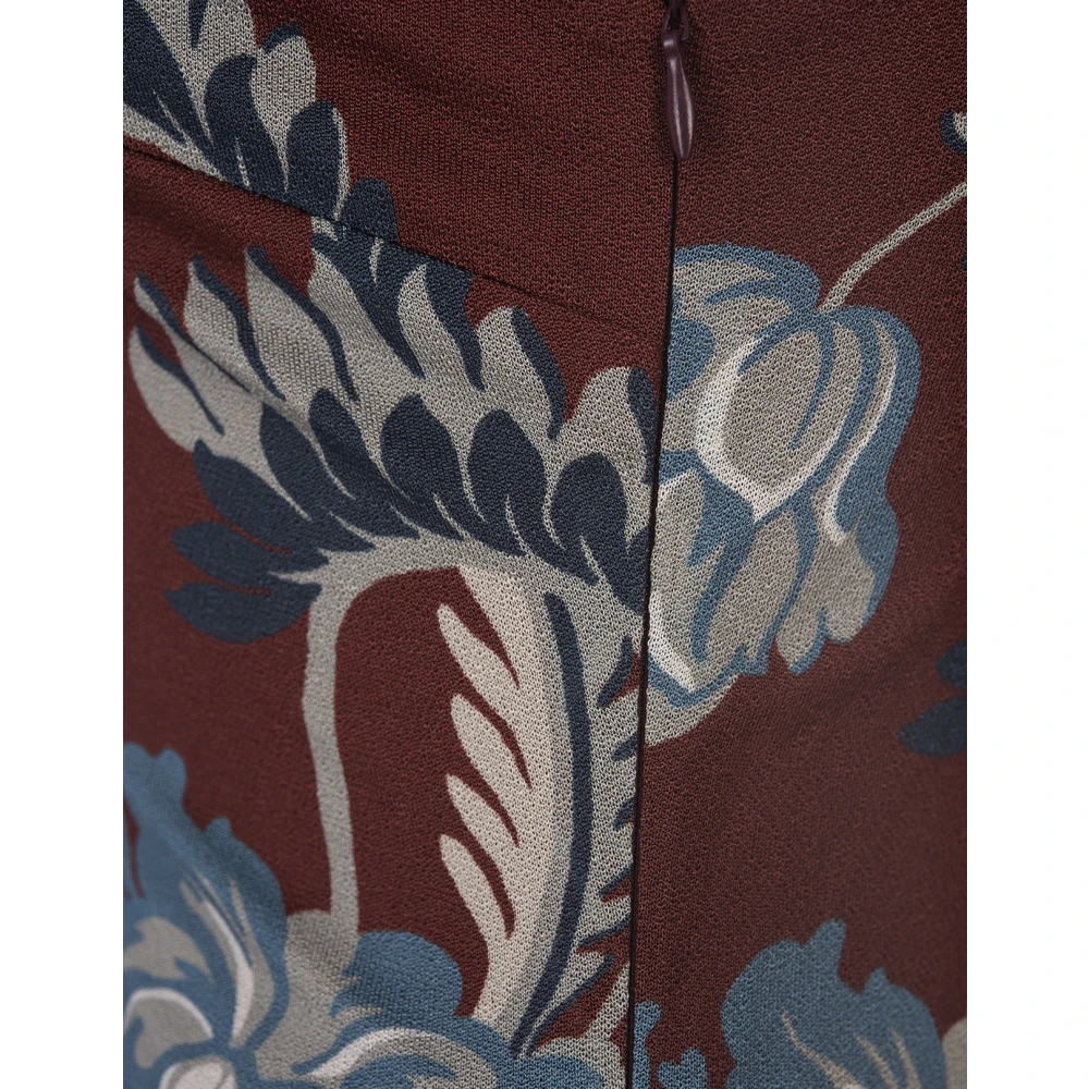 ETRO Bordeaux Bloemen Midi Jurk Paillet Applicatie Red Dames