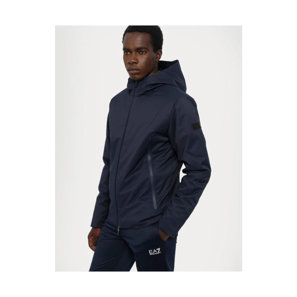 Emporio Armani EA7 Blauwe Hooded Ritsjas Blue Heren