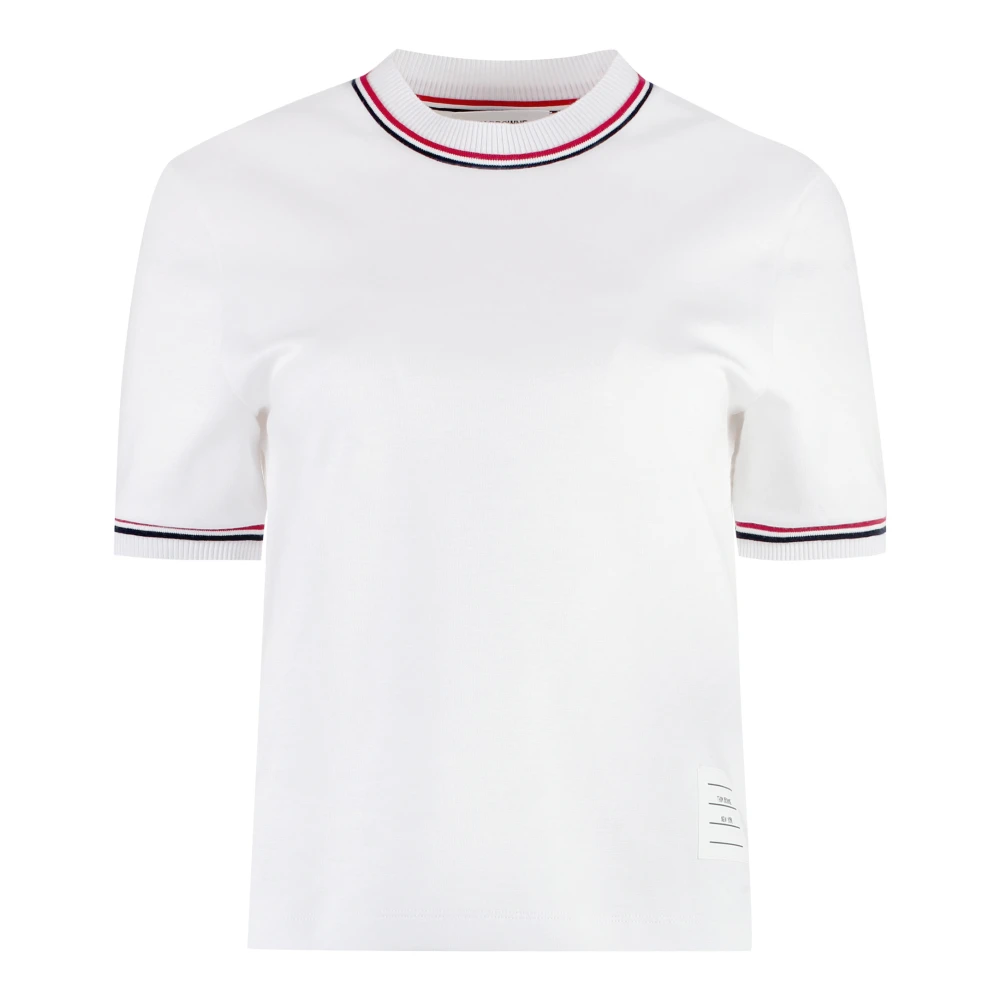 Thom Browne Gestreept katoenen crew-neck T-shirt White Dames