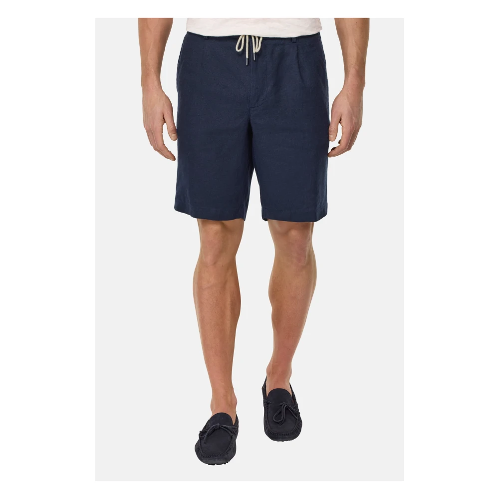 Boggi Milano Bermuda's van linnen Blue Heren