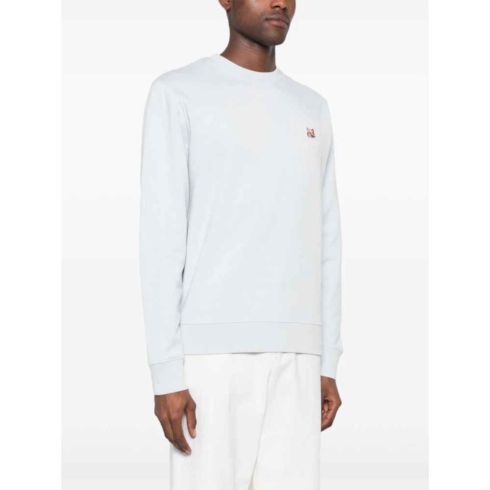 Maison Kitsuné Blauwe Sweater met Vos Motief Blue Heren