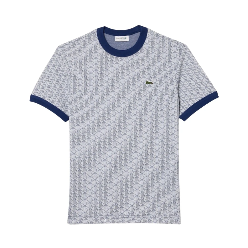 Lacoste Regular Fit Jacquard Monogram T-Shirt Blue Heren