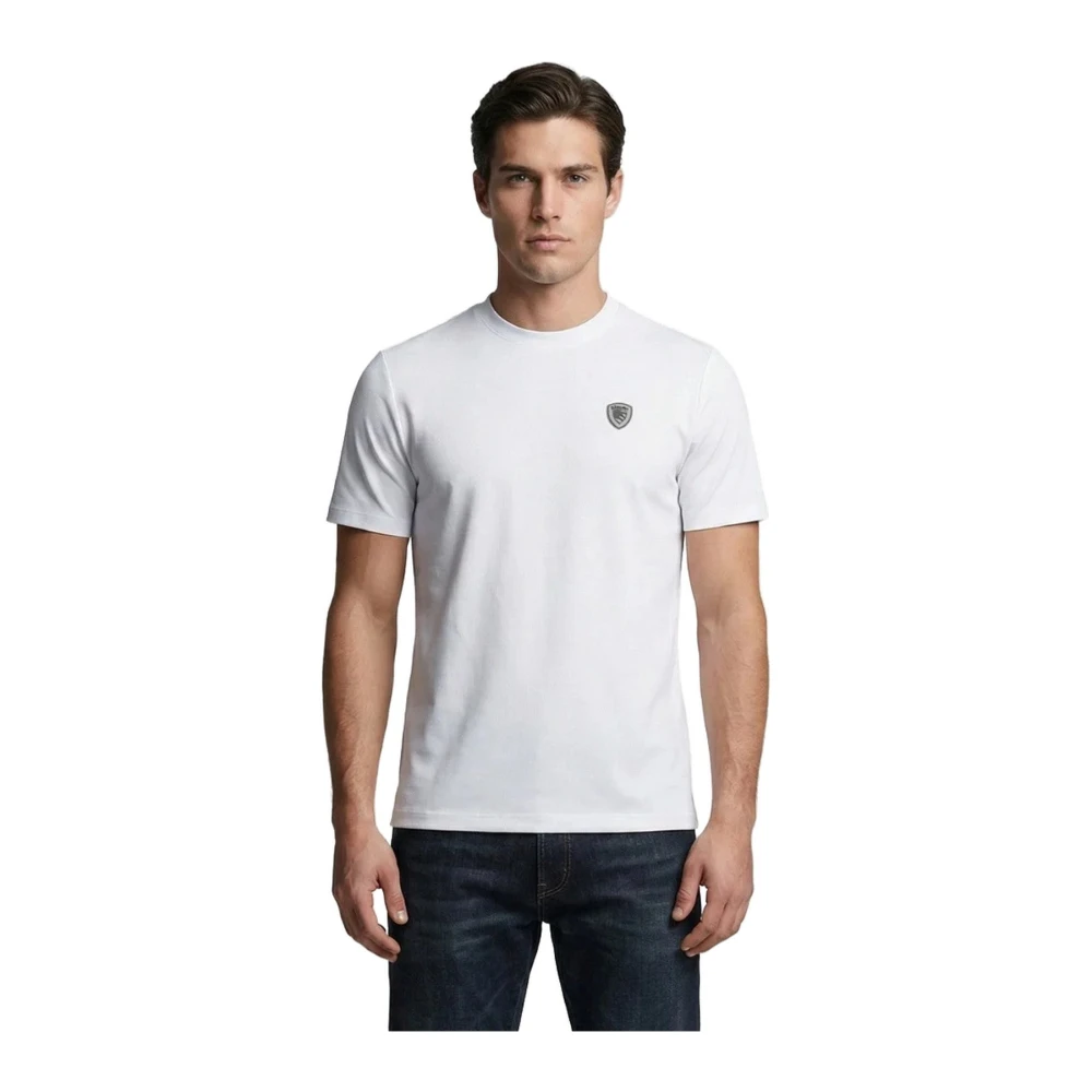 Blauer Mannelijk Wit Tops Heren, Xl, Katoen, Jan T-Shirt