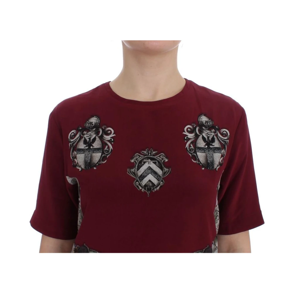 Dolce & Gabbana Middeleeuwse Knight Print Zijden Blouse Red Dames