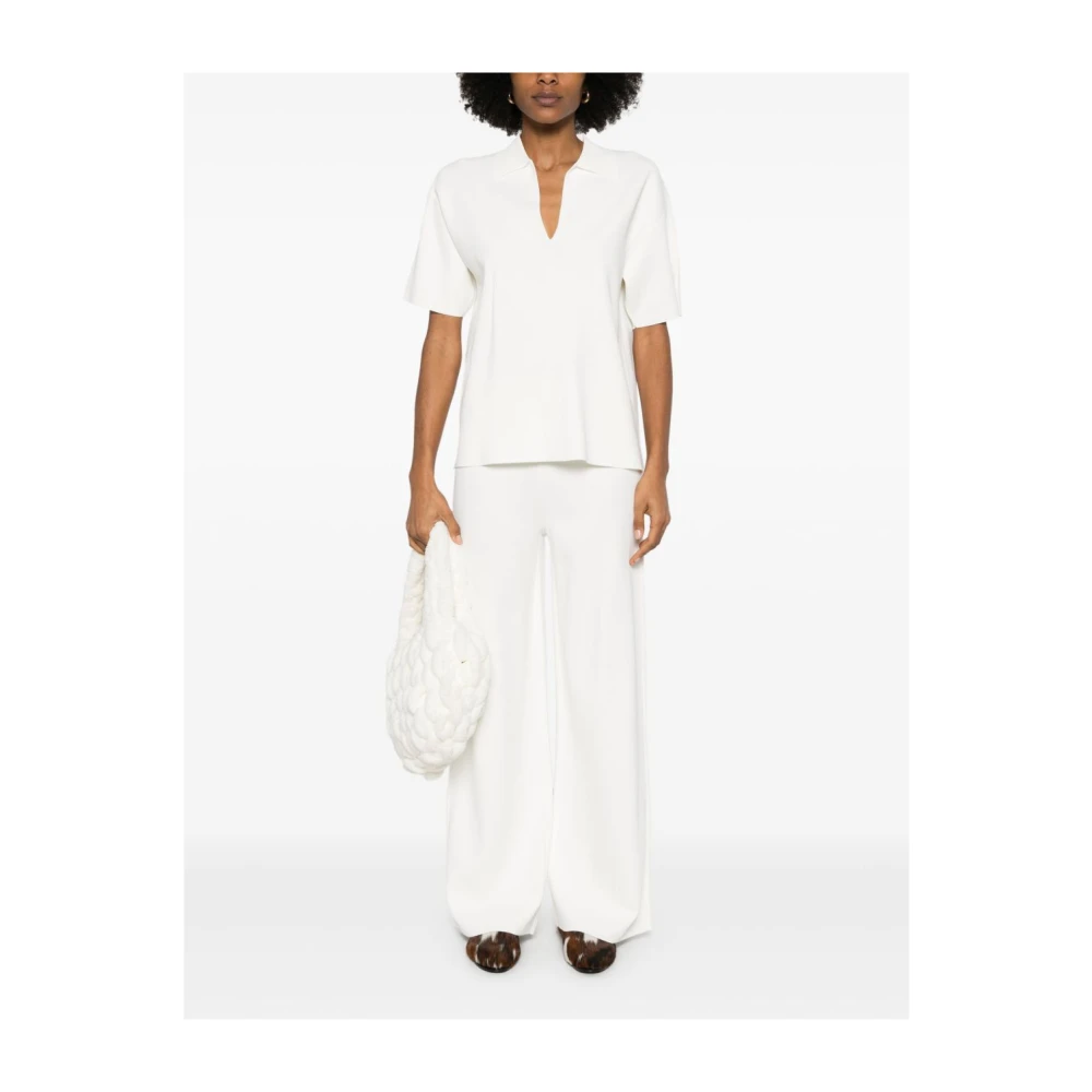 P.a.r.o.s.h. Wijde Roomkleurige Broek met Elastische Tailleband Beige Dames