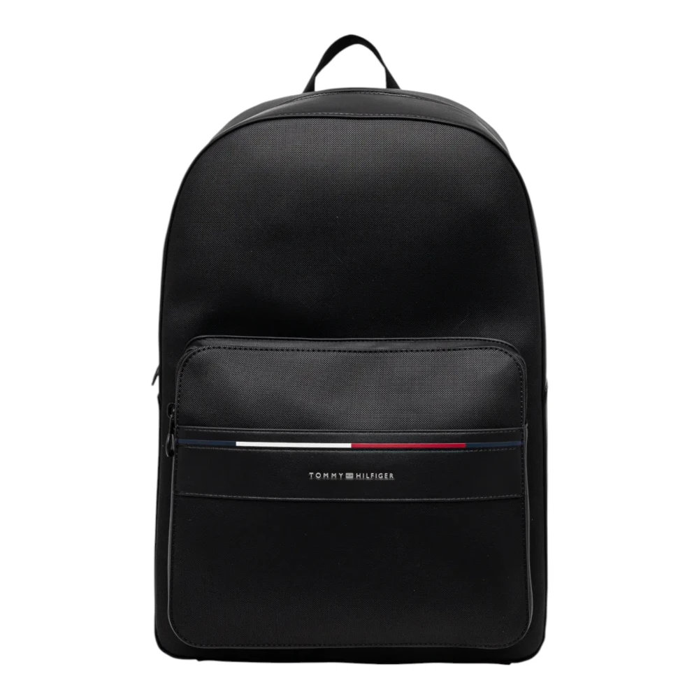 Tommy Hilfiger Stijlvolle bedrukte rugzak met ritssluiting Black Heren