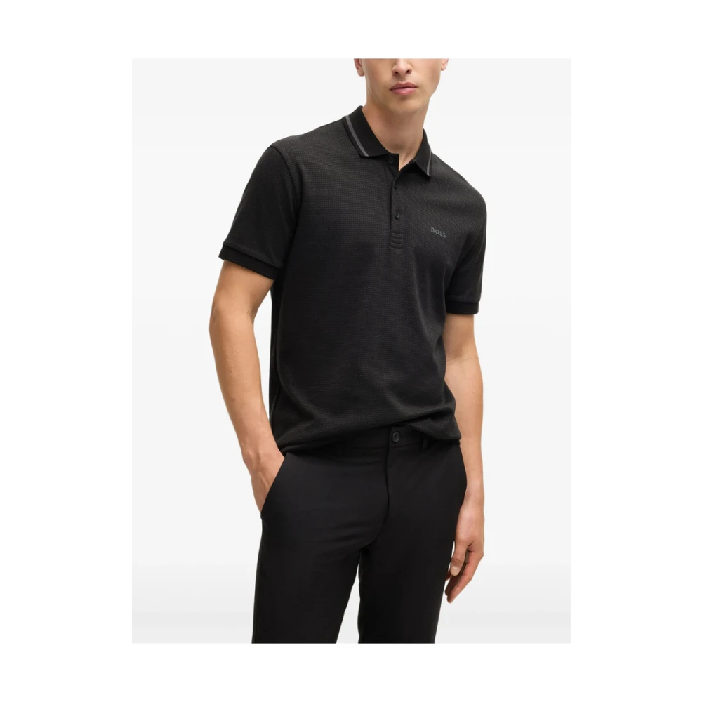 Hugo Boss Zwarte Trui met Knopen en Logo Black Heren