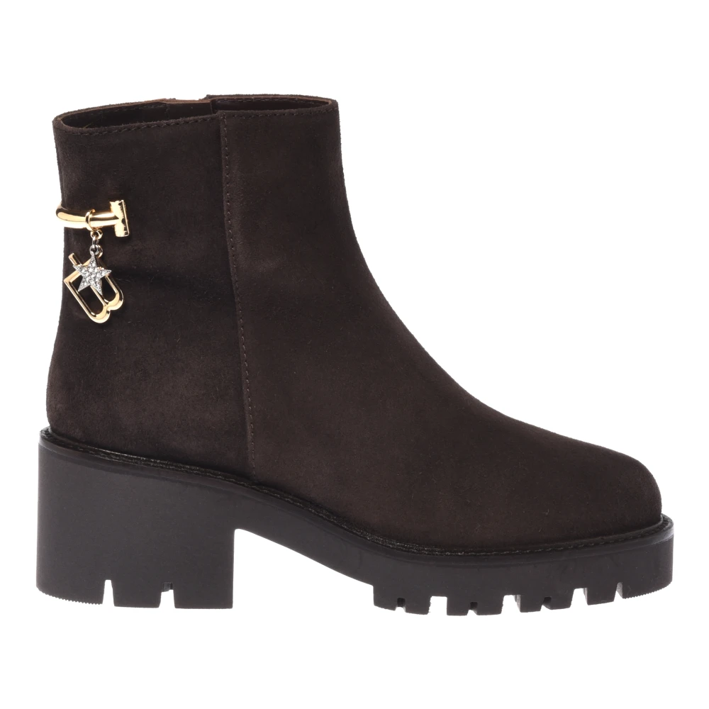 Baldinini Women's Brown Heeled Boots, 6 Uk, Suede Ankle Boots