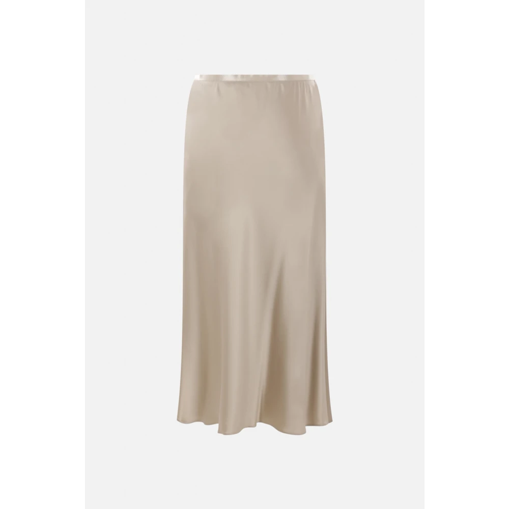 Max Mara Beige Zijden Midi Rok Beige Dames