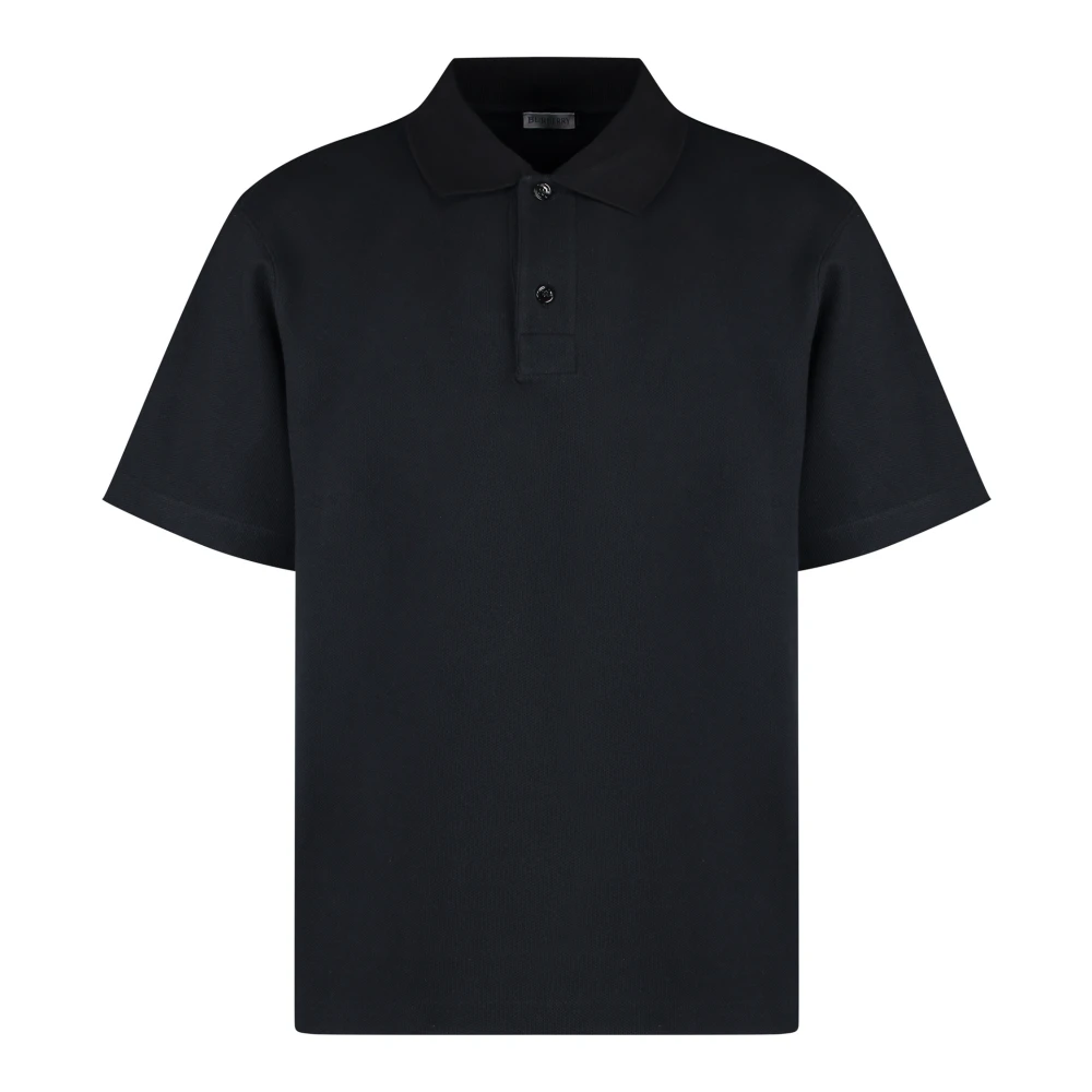 Burberry Katoen Polo Shirt Ribgekraagd Black Heren